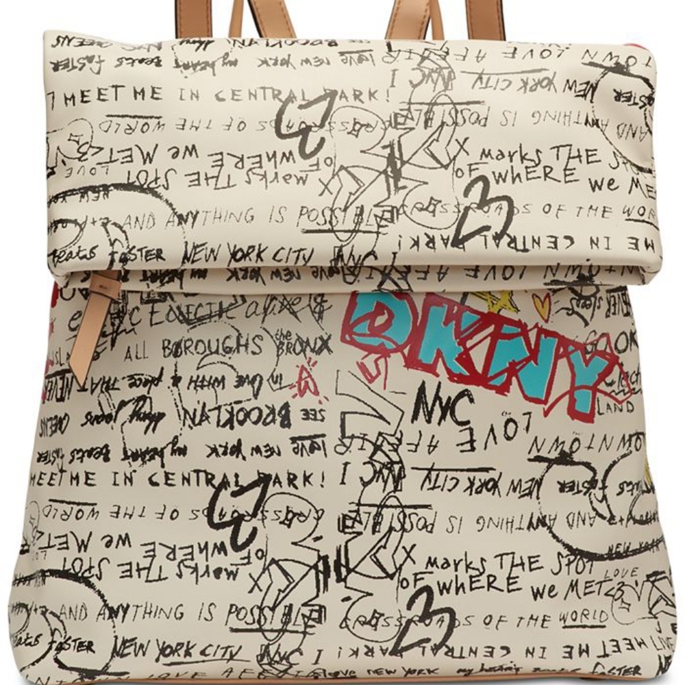 Tilly Graffiti Foldover Backpack Purse